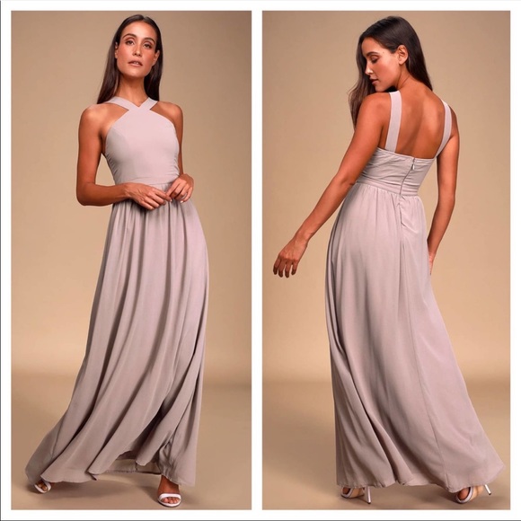 Lulus Dresses & Skirts - Lulus air of romance taupe maxi dress size medium